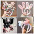 Cute rabbit cartoon plush face washing headband autumn and winter hair accessories all-match non-slip super cute headdress new bow